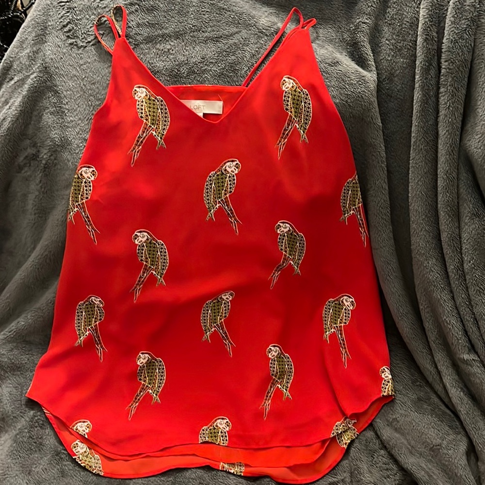 Loft tank top - red with parrots